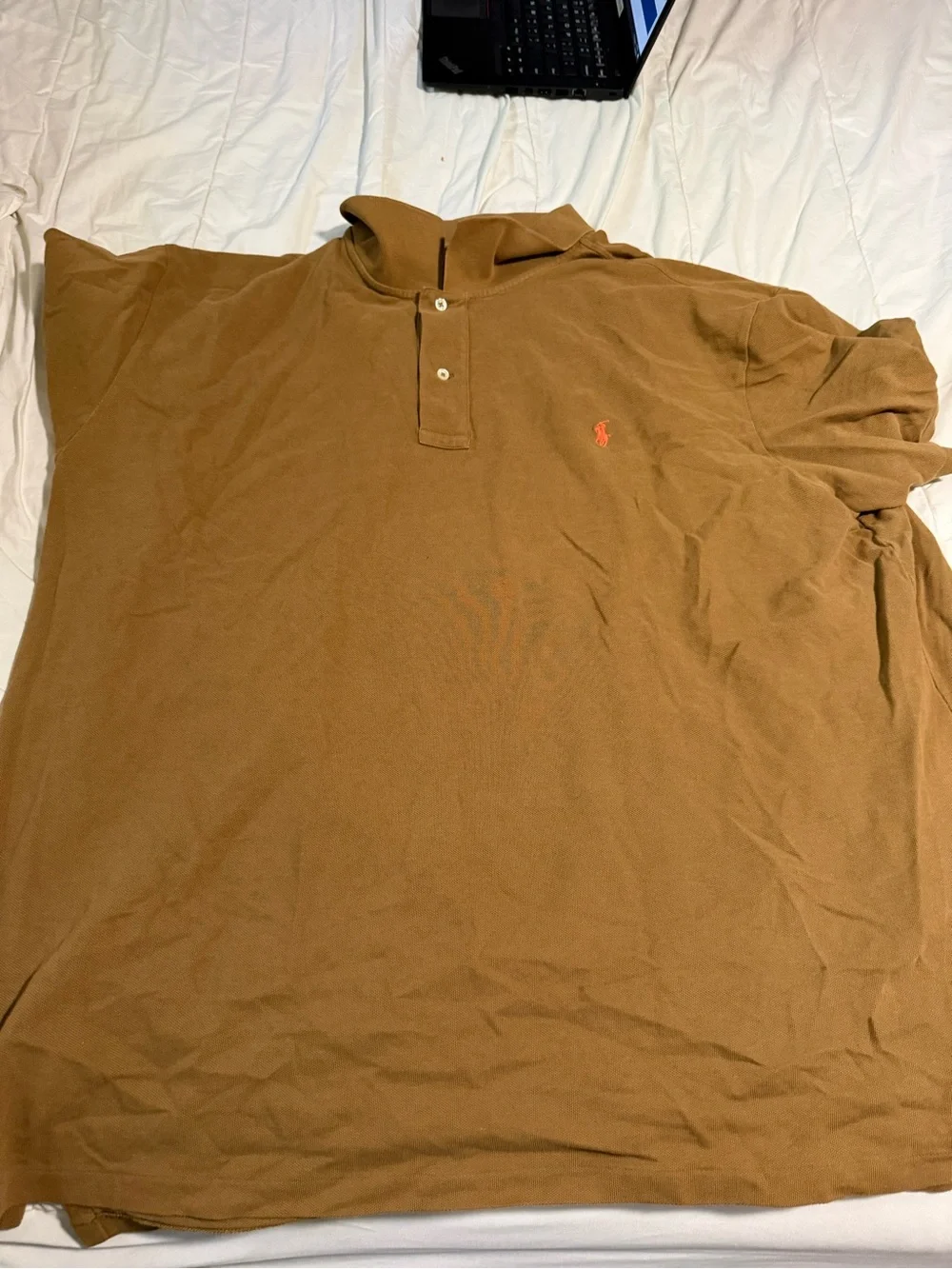 Ralph Lauren Brown Polo with Orange Pony Logo